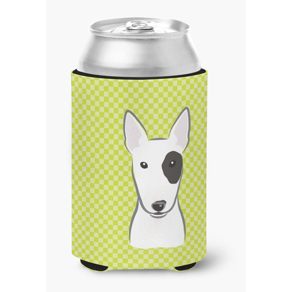 Porte-Canette Ou Porte-Bouteille Bull Terrier En Damier Vert Citron BB1271CC-image