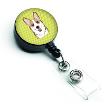 """" Caroline's Comorsures Checkerboard Board Lime Green Corgi Insigna retractabila multicolor (BB1315BR) """"