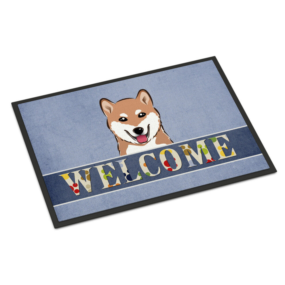 ""Caroline's Treasures BB1411MAT Shiba Inu Welcome Matte F R Drinnen Oder Drau En, 18 X 27 Zoll, Mehrfarbig""-image