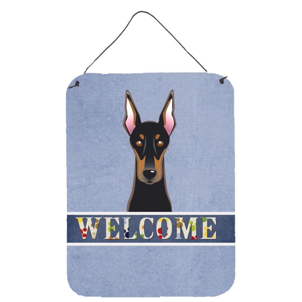 ""Caroline's Treasures BB1431DS1216 Dobermann Willkommen Drucke Zum Aufh Ngen An Wand Oder T R, 16 X 12 Zoll, Mehrfarbig""-image