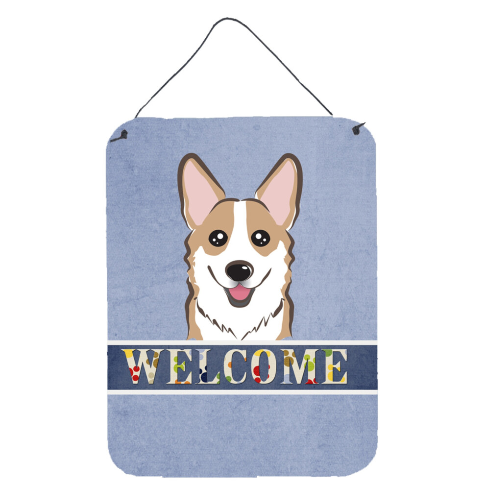 ""Caroline's Treasures BB1439DS1216 Sable Corgi Welcome Prints Zum Aufh Ngen An Wand Oder T R, 16 X 12 Zoll, Mehrfarbig""-image