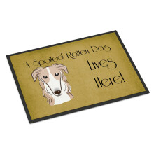 ""Caroline's Treasures BB1476MAT Borzoi Spoiled Dog Lives Here Indoor or Outdoor Mat 18 x 27"""" Multicolor""