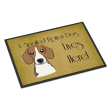 ""Caroline's Treasures BB1487JMAT Beagle Spoiled Dog Lives Here Indoor or Outdoor Mat 24 x 36"""" Multicolor""