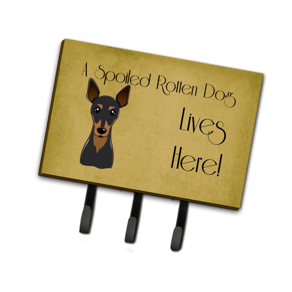 Caroline's Treasures BB1488TH68 Min Pin Spoiled Dog Lives Here Leine Oder Schl Sselhalter, Gro , Mehrfarbig-image