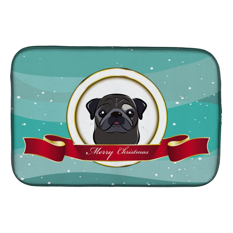 Tapis De S Chage Pour Vaisselle Caroline's Treasures Black Pug Merry Christmas 14"""""""" X 21""""""""""-image