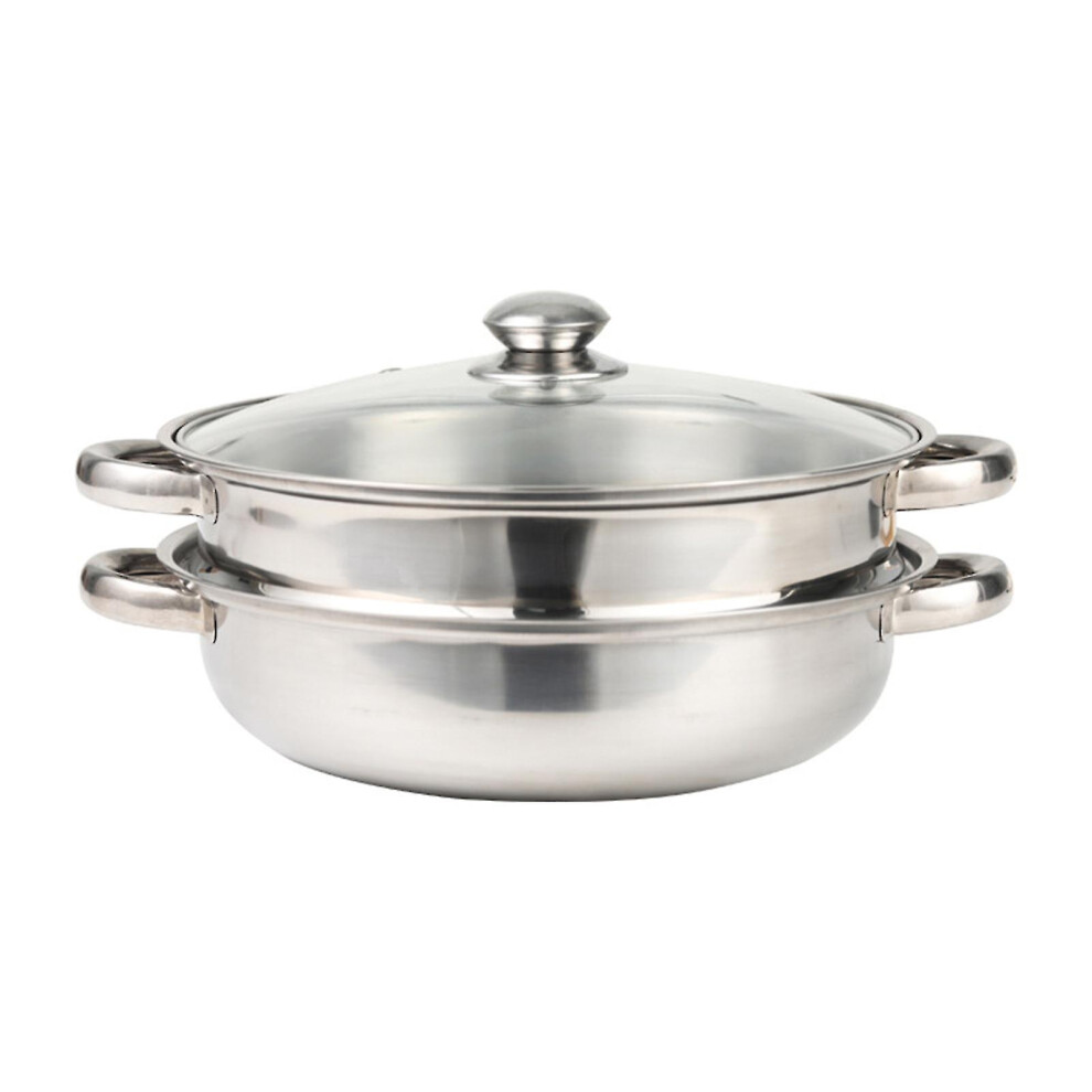 Stainless Steel Steamer Pot For Cooking 2-tier Steaming Pot With Ear For Dumplings Vegetables Dishes-mxbc