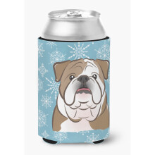 """" Caroline's Treasures Snowflake Bulldog English Can/Bottle Hugger Multicolor """"