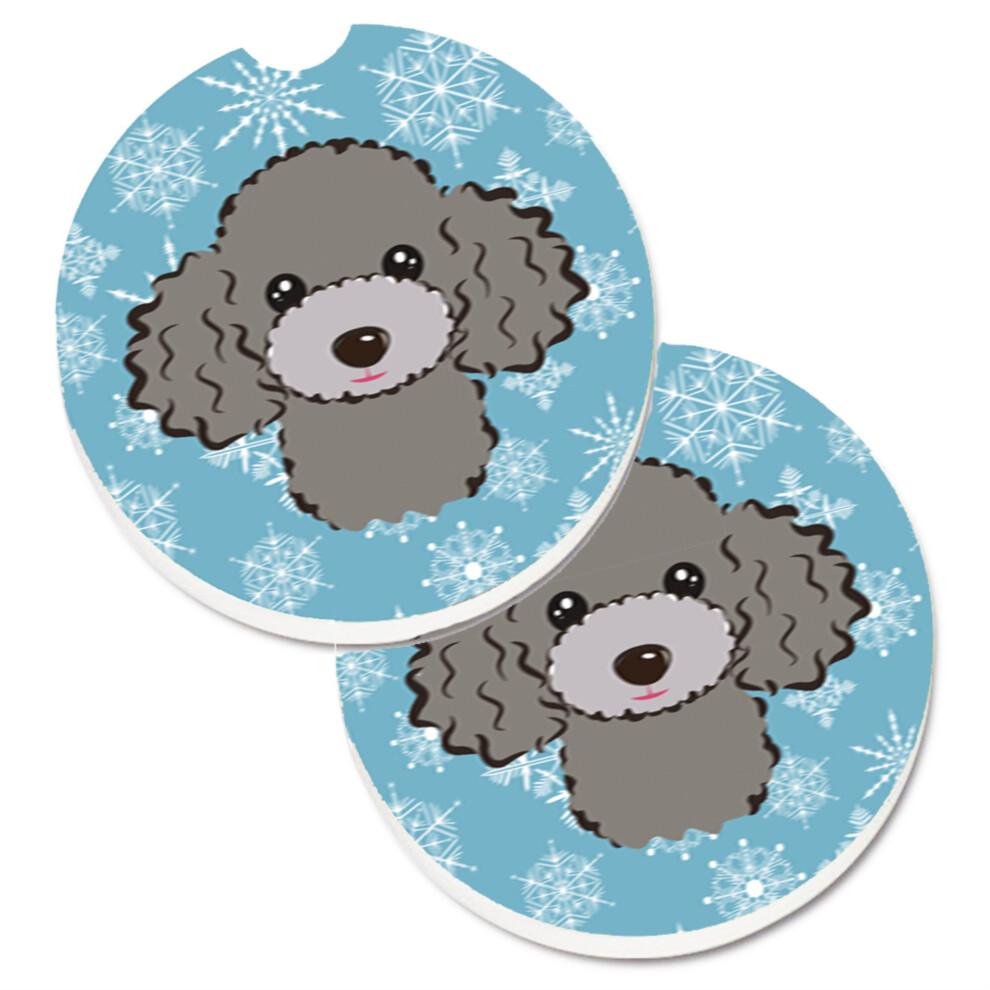 Caroline's Treasures Snowflake Poodle Set Of 2 Cup Holder Car Coasters Bb1693carc 2.56 Multicolor Silver/Gray 638508565846
