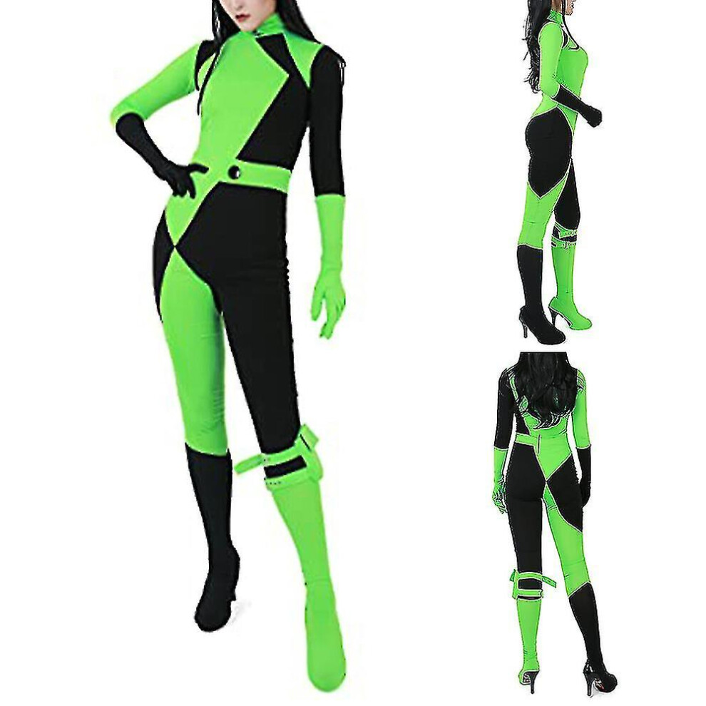 (180) Miss Go Cosplay Jumpsuit Costume Women's Shego Halloween Party Fancy Dress Up Bodysuit-image-OPC-PFXQJMJ-NEW
