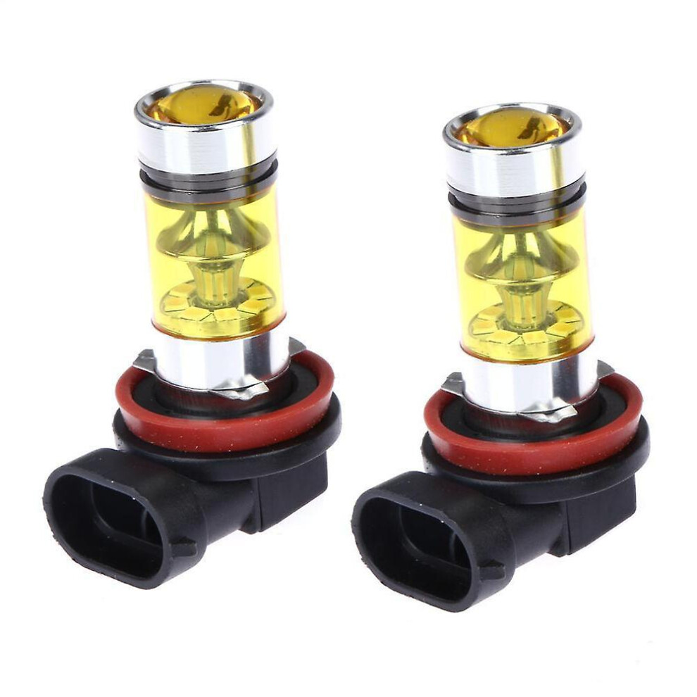 2 X High Power Led Lights 100w H8 H11 Yellow Fog Light 2828 20led Headlight Lamp-image-OPC-PFXQKYJ-NEW
