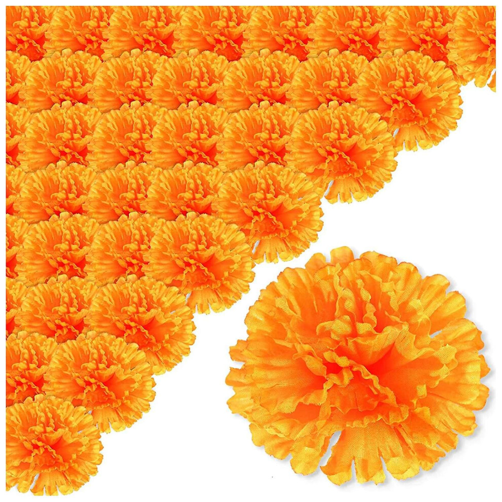 3.9inch Marigold Flowers Artificial Day Of The Dead Flower 50pcs Marigold Flowers Head For Marigold