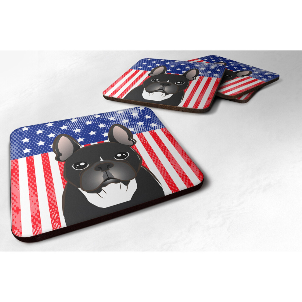 Caroline's Treasures BB2157FC American Flag I French Bulldog Foam Coaster (Zestaw 4) 3.5 Multicolor-image