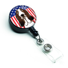 """" Caroline's Comorsures American Flag ?i Basset Hound Insign Retractable Reel Multicolor (BB2173BR) """"