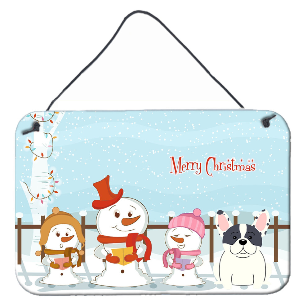 ""Caroline's Treasures Christmas Carolers Joyeux Bouledogue Fran Ais Piebald Impressions Murales Ou De Porte BB2342DS812 8"""""""" X 12""""""""""-image