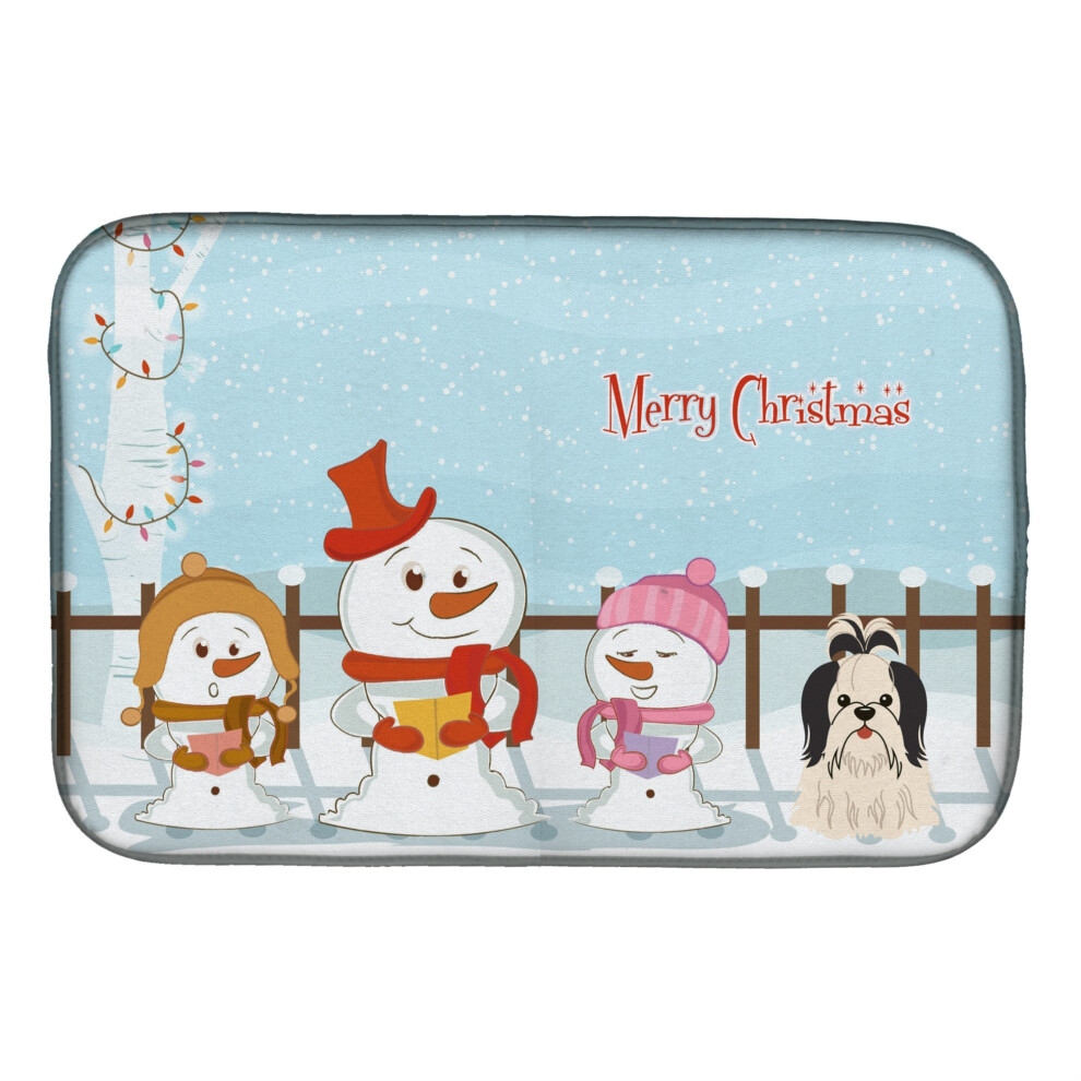 Tapis De S Chage Pour Vaisselle Caroline's Treasures Merry Christmas Carolers Shih Tzu Noir Et Blanc 14"""""""" X 21""""""""""-image