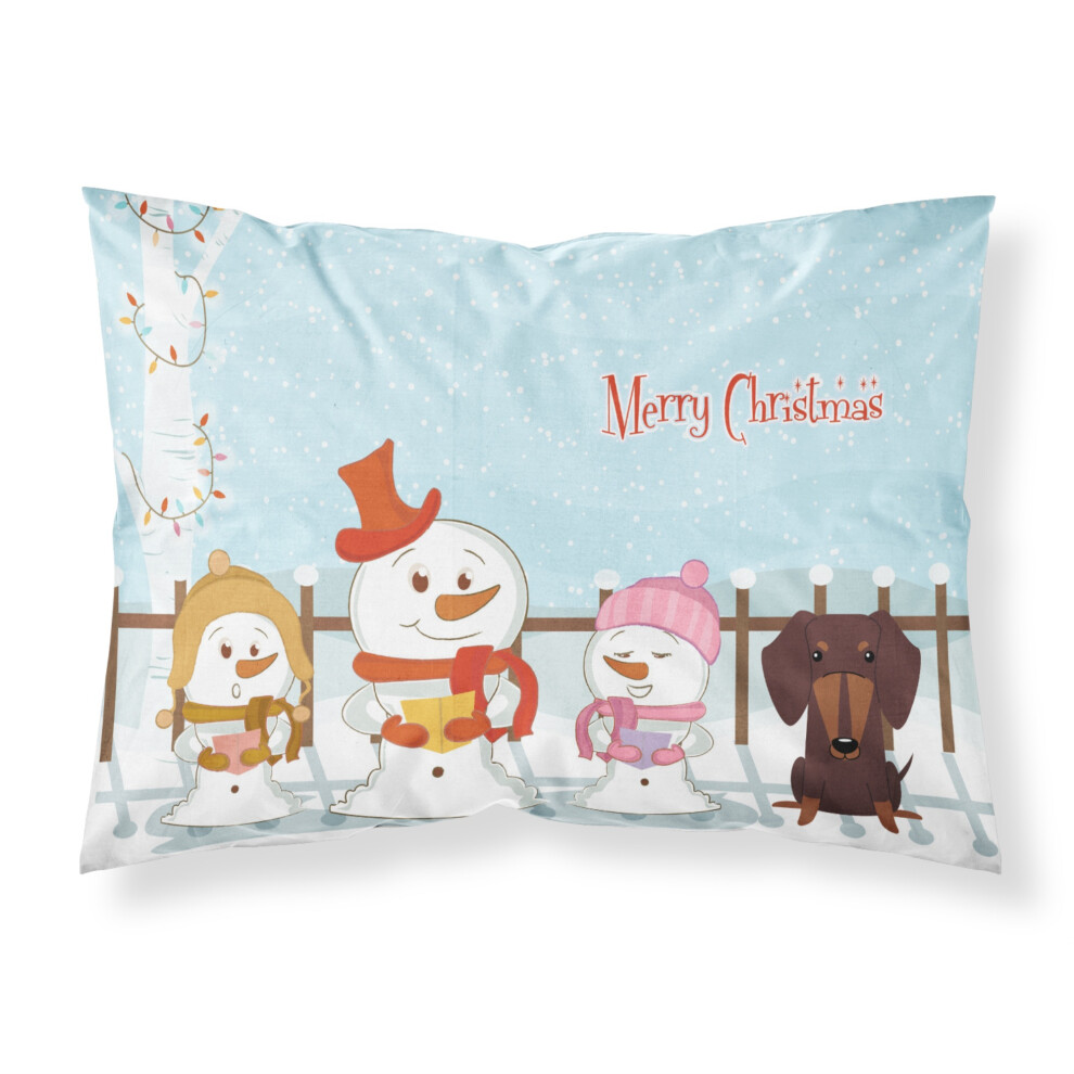 Taie D'oreiller Standard En Tissu Chocolat Caroline's Treasures Merry Christmas Carolers Dachshund BB2462PILLOWCASE Multicolore-image