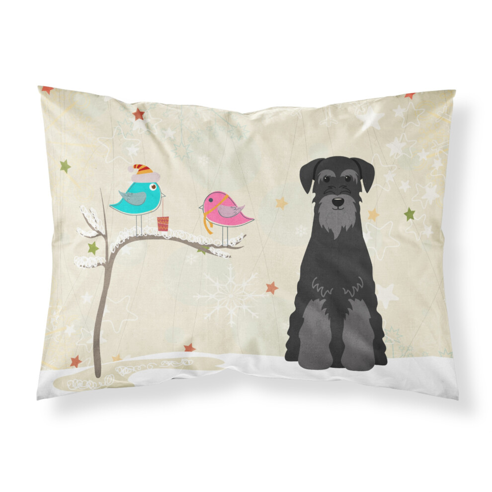 """"Les tr   sors de Caroline Cadeaux de No   l entre amis Schnauzer Taie d'oreiller standard en tissu noir BB2504PILLOWCASE Multicolore""""