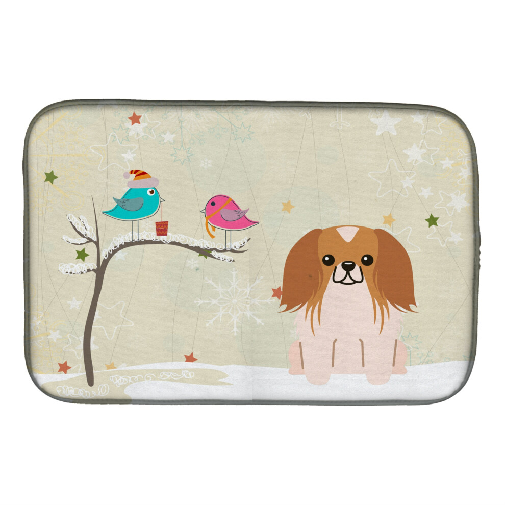 ""Caroline's Treasures Weihnachtsgeschenke Unter Freunden, Pekingese, Rot-Wei , Abtropfmatte, 35,6 X 53,3 Cm-image