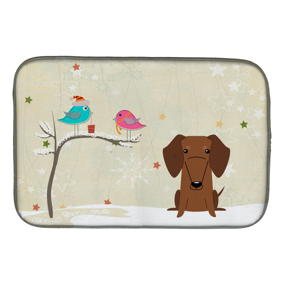 Tapis de s   chage pour vaisselle       Caroline's Treasures Christmas Gifts Between Friends       Teckel Rouge Marron 14"""""""" x 21""""""""""