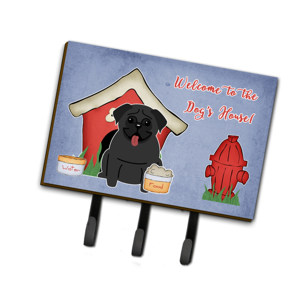 """"Caroline's Treasures Dog House Collection Pug Zwarte Riem Of Sleutelhanger BB2760TH68 Triple Multicolor""""-image