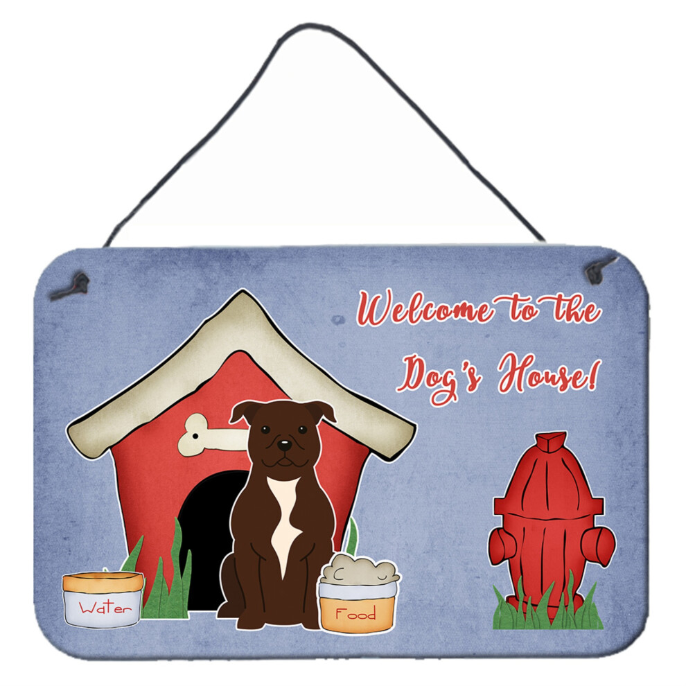 ""Caroline's Treasures Dog House Collection Staffordshire Bull Terrier Cioccolato Stampe Da Appendere Alla Parete O Alla Porta BB2802DS812 8"""""""" X-image