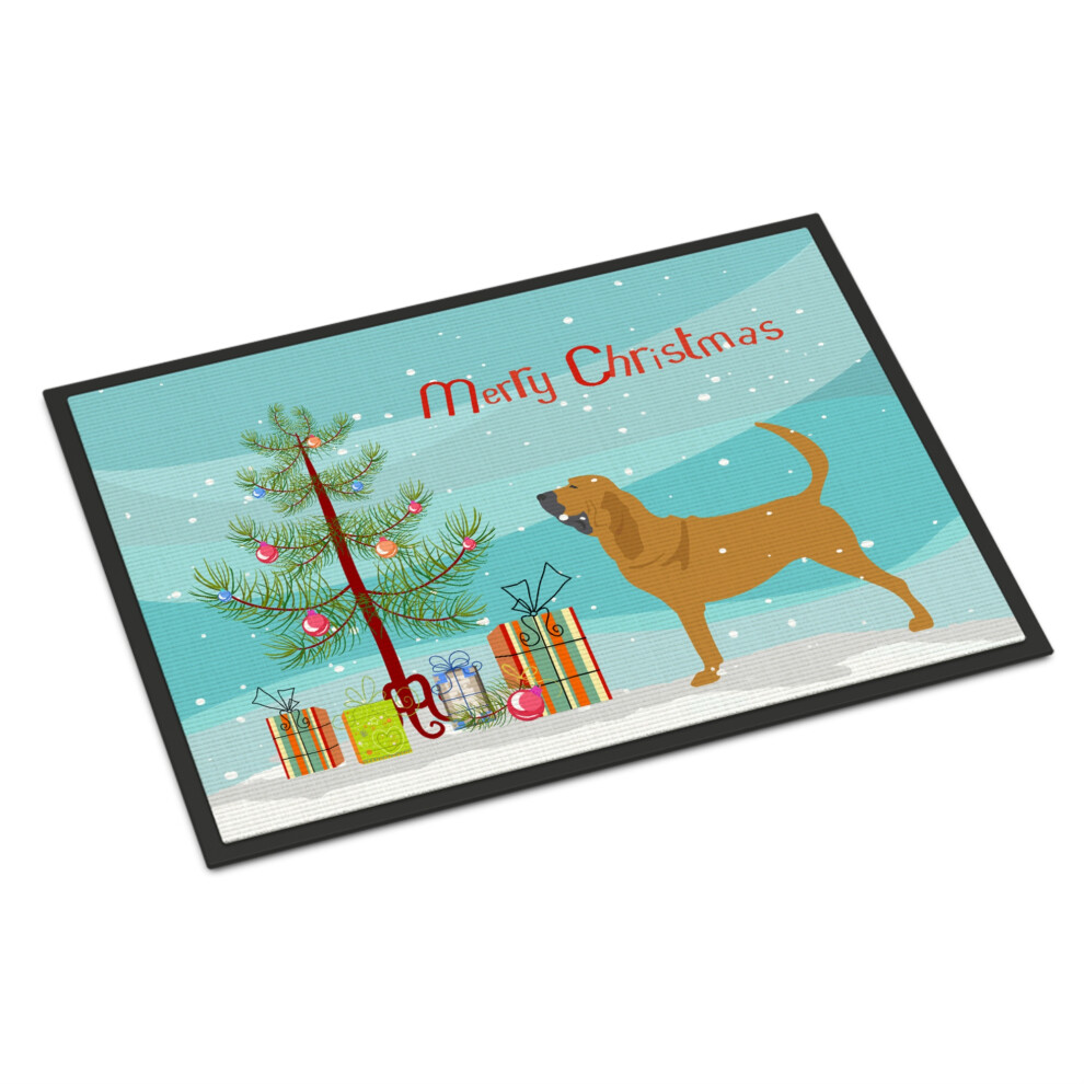 Tapis D'int Rieur Ou D'ext Rieur Caroline's Treasures Bloodhound Merry Christmas Tree 24 X 36 BB2902JMAT 24 Po X 36 Po Multicolore-image
