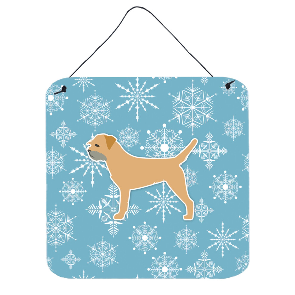 """"Caroline's Treasures Winter Snowflake Border Terrier Wand- Of Deurhangende Prints BB3489DS66 6"""""""" X 6"""""""" Multicolor""""-image