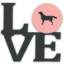 ""Caroline's Treasures Black Labrador Retriever Checkerboard Pink Metal Artwork Love wall-decor Multicolor""