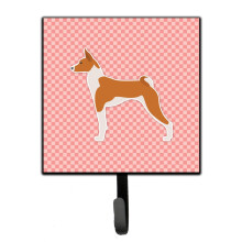 ""Caroline's Treasures Basenji Checkerboard Pink Leash or Key Holder BB3674SH4  Small  Multicolor""