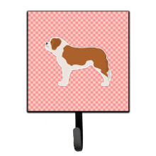""Caroline's Treasures Saint Bernard Checkerboard Pink Leash or Key Holder BB3676SH4  Small  Multicolor""