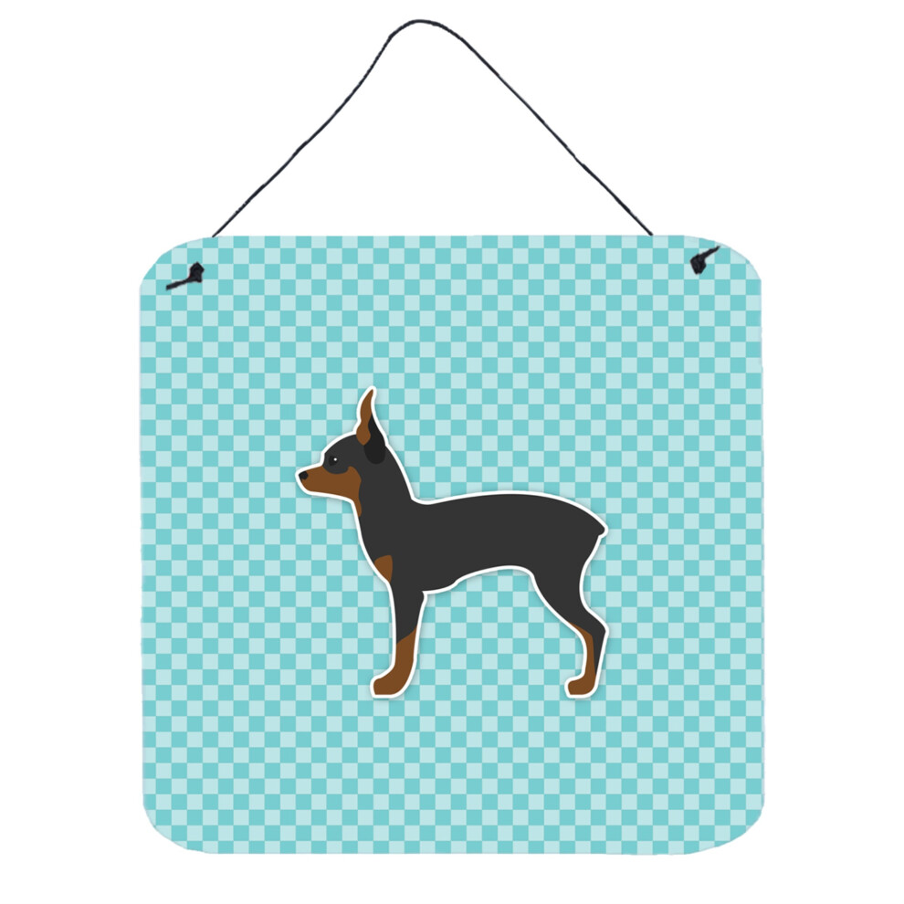 ""Caroline's Treasures Toy Fox Terrier Damier Bleu D Coration Murale Ou De Porte Impressions BB3687DS66 6"""""""" X 6"""""""" Multicolore""""-image