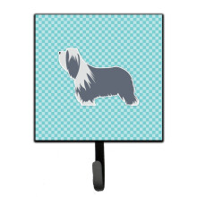 ""Caroline's Treasures Bearded Collie Checkerboard Blue Leash or Key Holder BB3717SH4  Small  Multicolor""