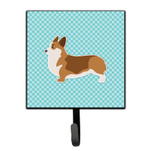 ""Caroline's Treasures Corgi Checkerboard Blue Leash or Key Holder BB3720SH4  Small  Multicolor""