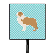""Caroline's Treasures Red Border Collie Checkerboard Blue Leash or Key Holder BB3722SH4  Small  Multicolor""