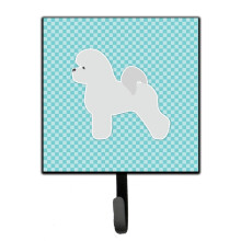 ""Caroline's Treasures Bichon Frise Checkerboard Blue Leash or Key Holder BB3745SH4  Small  Multicolor""