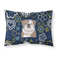 Blue Flowers English Bulldog Fabric Standard Pillowcase