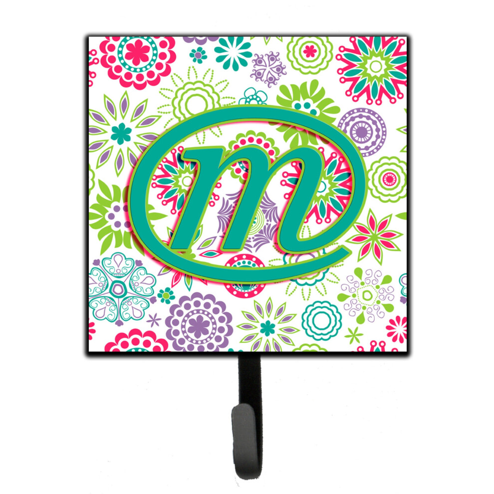 ""Caroline's Treasures CJ2011-MSH4 Buchstabe M Blumen Rosa Blaugr N Gr N Initiale Leine Oder Schl Sselanh Nger Klein Mehrfarbig""""-image