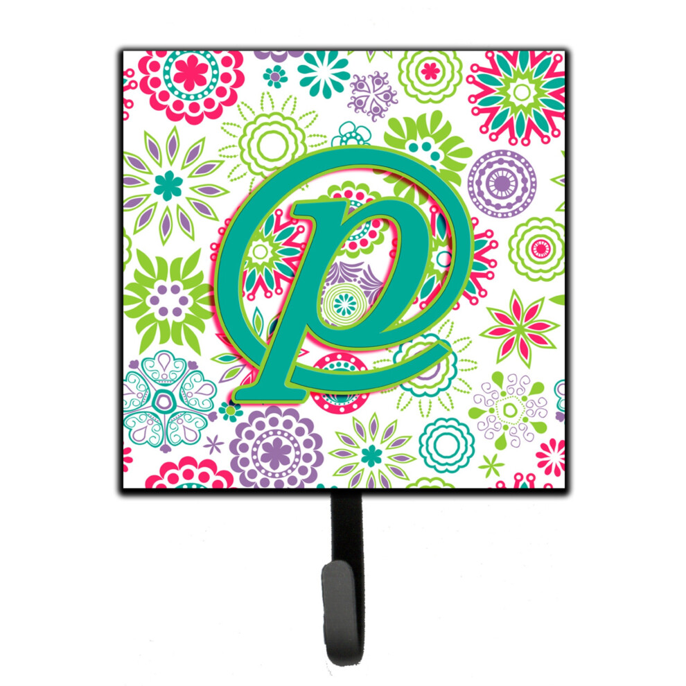""Caroline's Treasures CJ2011-PSH4 Lettre P Fleurs Rose Sarcelle Vert Initiale Laisse Ou Porte-Cl S Petit Multicolore""-image