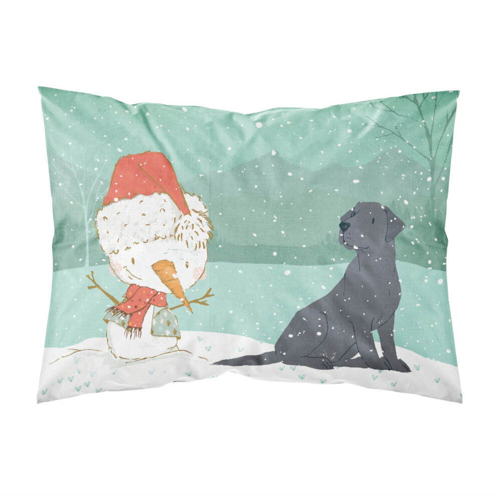 Taie D'oreiller Standard En Tissu De No L Avec Bonhomme De Neige Et Labrador Noir De Caroline's Treasures-image
