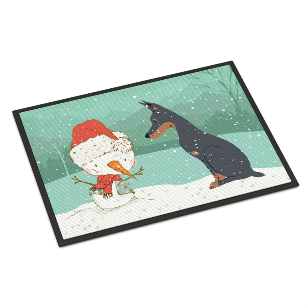 Caroline's Treasures Weihnachts-Fu Matte Mit Dobermann Und Schneemann, Mehrfarbig-image