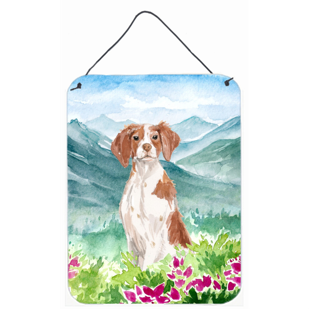 ""Caroline's Treasures Mountain Flowers Brittany Spaniel D Coration Murale Suspendre Pour Porte Multicolore""-image