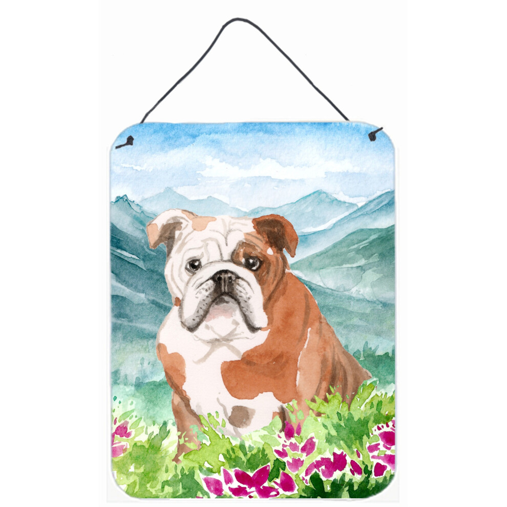 ""Caroline's Treasures Mountain Flowers English Bulldog Porte D Coration Murale Impressions Multicolore""-image