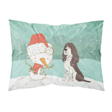 Caroline's Treasures Snowman Brown English Springer Spaniel Christmas Fabric Standard Pillowcase