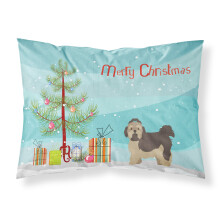 ""Caroline's Treasures Russian Tsvetnaya Bolonka Lap Dog Christmas Tree Fabric Standard pillowcases Multicolor""