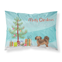 ""Caroline's Treasures Tibetan Spaniel Christmas Tree Fabric Standard pillowcases Multicolor""