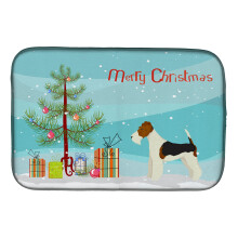 ""Caroline's Treasures CK3538DDM Fox Terrier Christmas Tree dish-drying-mats  14 x 21  Multicolor""