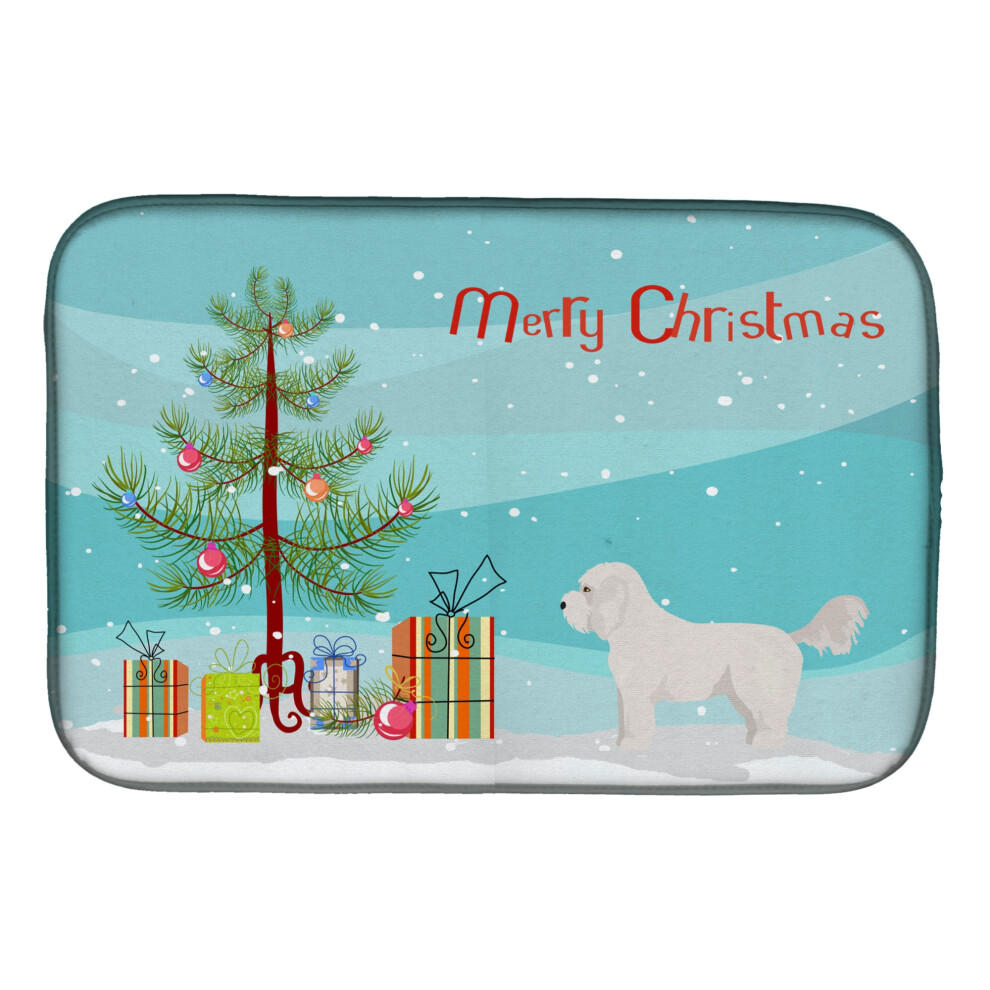 ""Caroline's Treasures CK3805DDM Bichpoo Abtropfmatte Mit Wei Em Weihnachtsbaum, 14 X 21, Mehrfarbig""-image