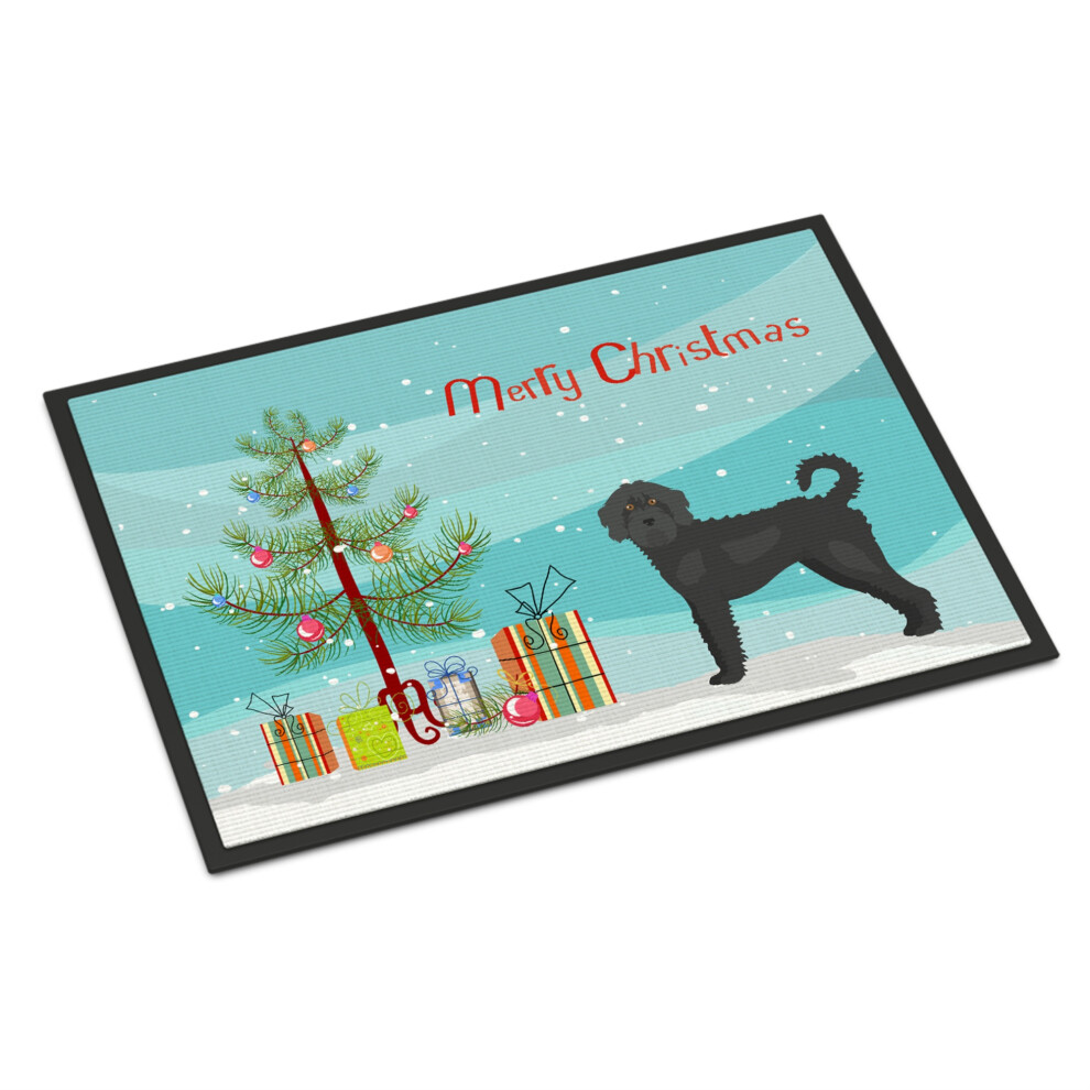 ""Caroline's Treasures Tapis De Porte D'int Rieur Ou D'ext Rieur Black Labradoodle Christmas Tree 24X36 Multicolore""-image