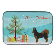 ""Caroline's Treasures CK3859DDM Black and Tan Pomchi Christmas Tree dish-drying-mats  14 x 21  Multicolor""