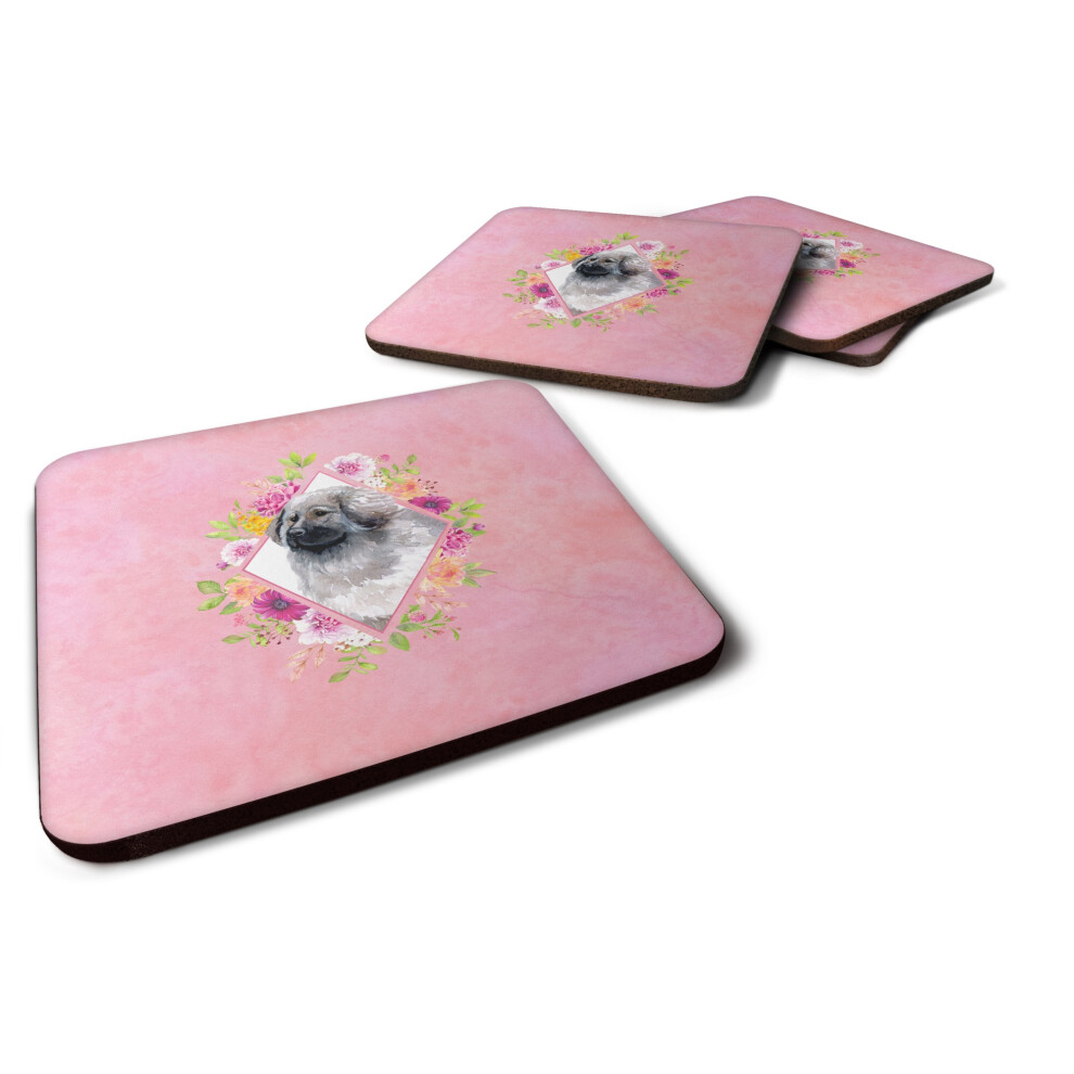""Caroline's Treasures CK4162FC Moscow Watchdog Pink Flowers Schaumstoff-Set Mit 4 Untersetzern, Mehrfarbig""-image